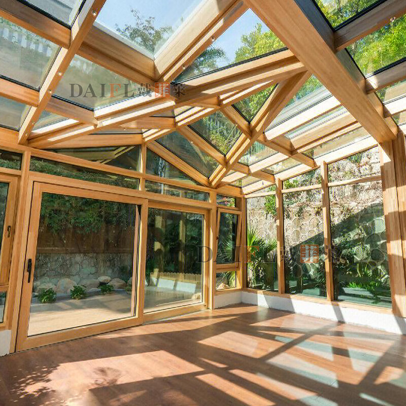 戴菲莱(daifl)别墅铝包木阳光房隔音隔热实木中空玻璃花房断桥铝系统