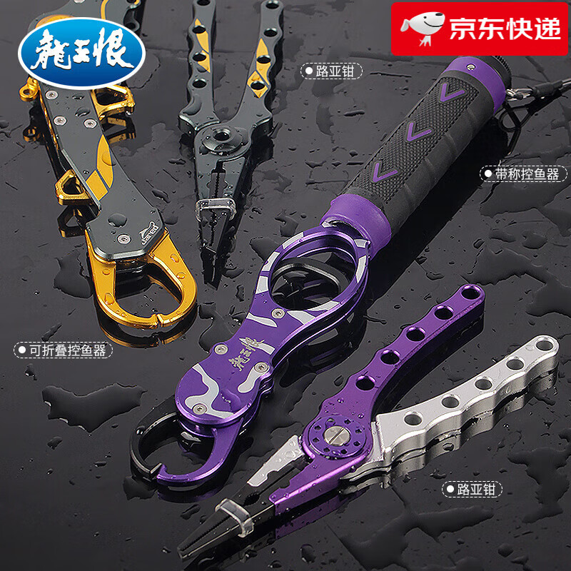 龍王恨（LOONVA）控魚(yú)器帶秤稱(chēng)重路亞鉗大物控魚(yú)鉗多功能折疊魚(yú)鉗夾路亞裝備 路亞鉗·青色(收納包+失手繩)