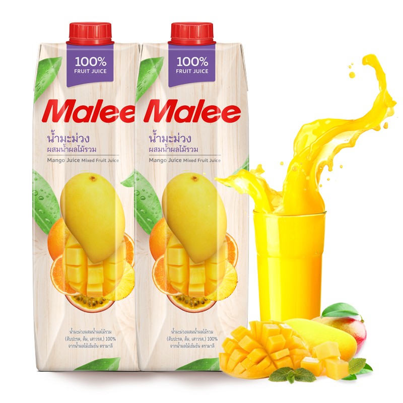 泰国原装进口 玛丽（Malee）菠萝芒果复合果汁 1000ml*2瓶 纯果汁大瓶装