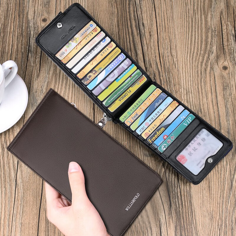 英皇保罗(williampolo)英皇保罗卡包钱包男22多卡位多功能搭扣驾驶证