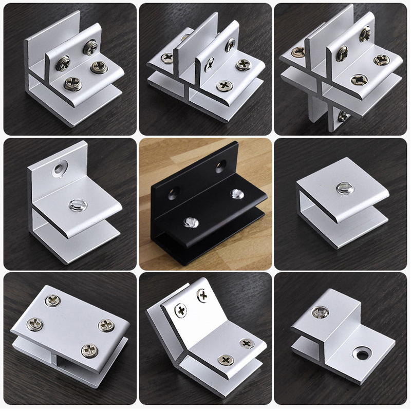 铝合金浴室玻璃层板支架托酒柜隔层夹子鱼缸玻璃托连接固定夹卡扣