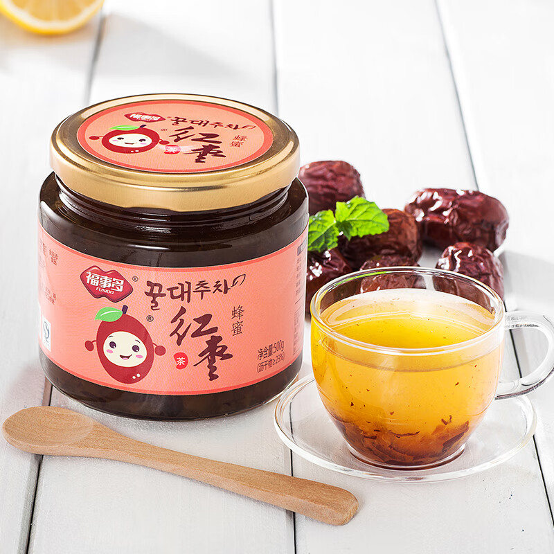 福事多蜂蜜红枣茶500g 罐装蜂蜜大枣饮品 冷热水冲泡喝的果酱饮品