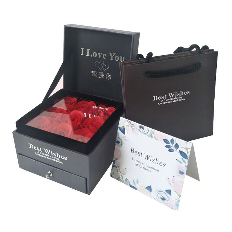 手链bestwishes口红永生花正方形双层抽屉项链戒指礼 灰色项链款礼盒