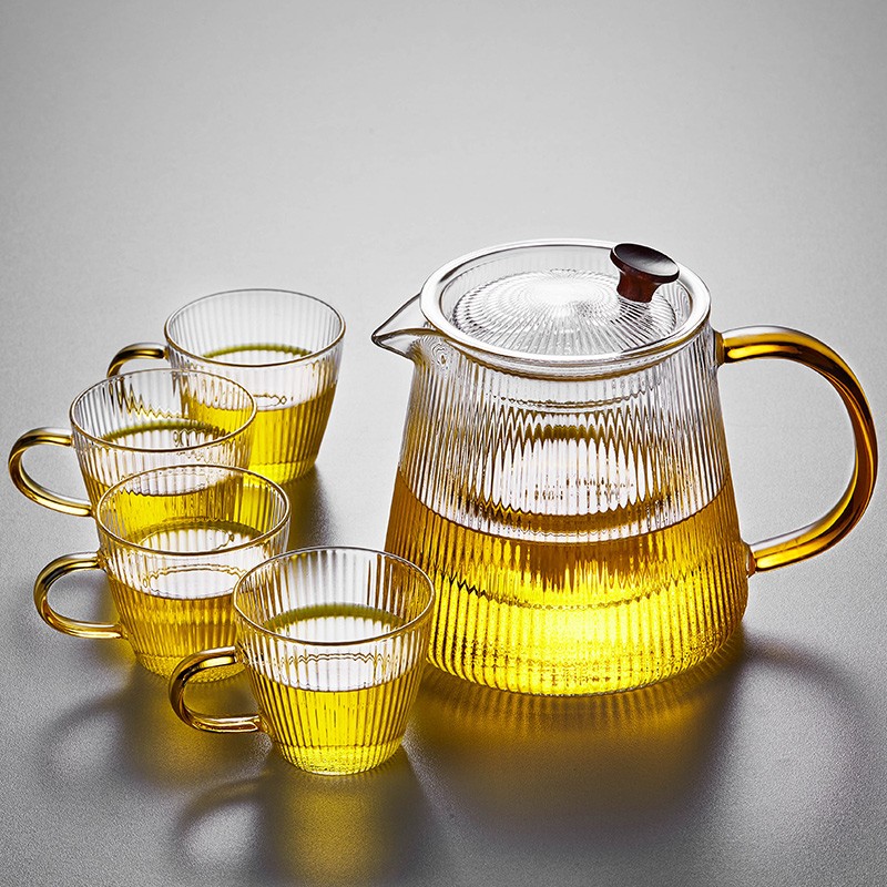 诗米乐 茶壶套装泡茶壶耐热加厚锤纹玻璃茶壶整套茶具套装一壶四杯