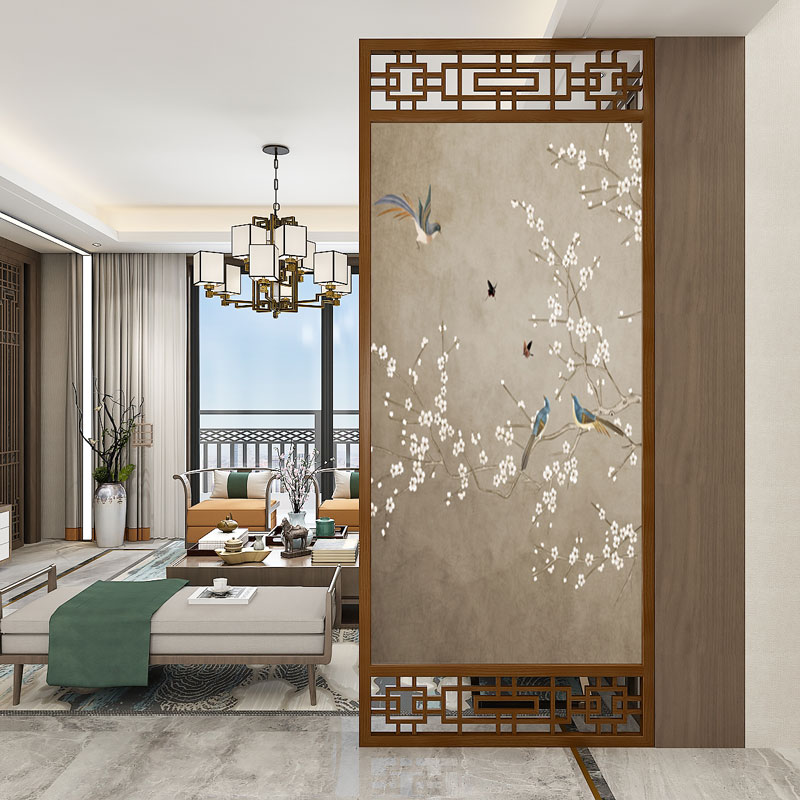 新中式实木屏风隔断客厅正对入户门遮挡风水玄关餐厅房间分隔墙 8 h08