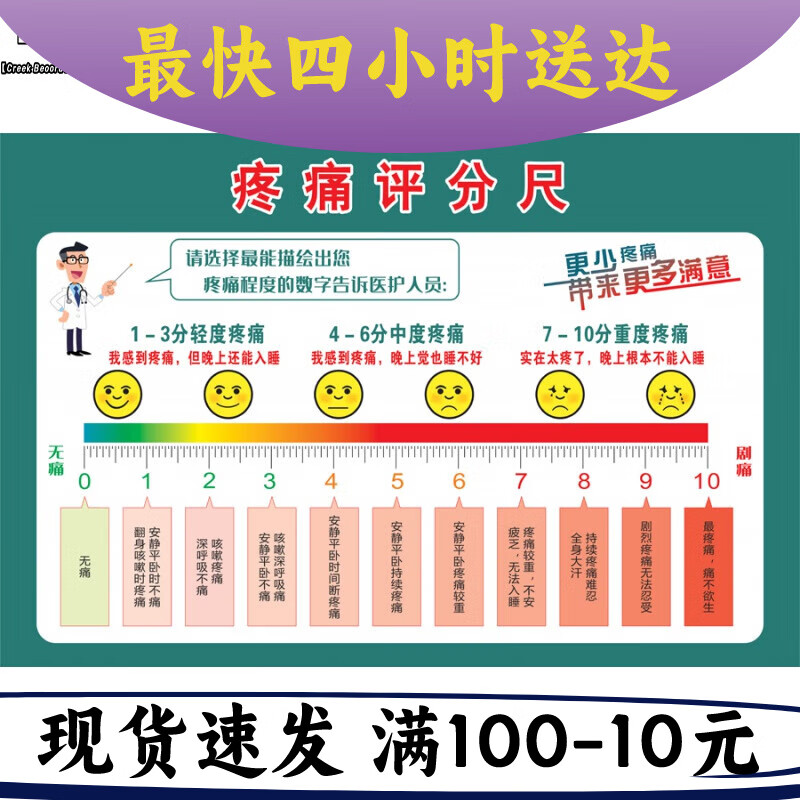 疼痛评分表 医院疼痛评分尺 数字评分nrs住院部病房评估疼痛表情 疼痛