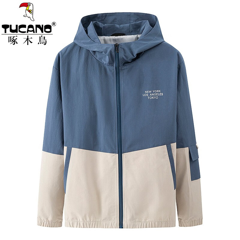 啄木鸟 男士春秋夹克时尚连帽中青年工装学生纯色外套上衣 蓝色 XL高性价比高么？