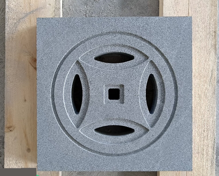 施韵令石材雨水篦子下水花岗岩大理石铜钱仿古水沟盖板石材井盖地漏