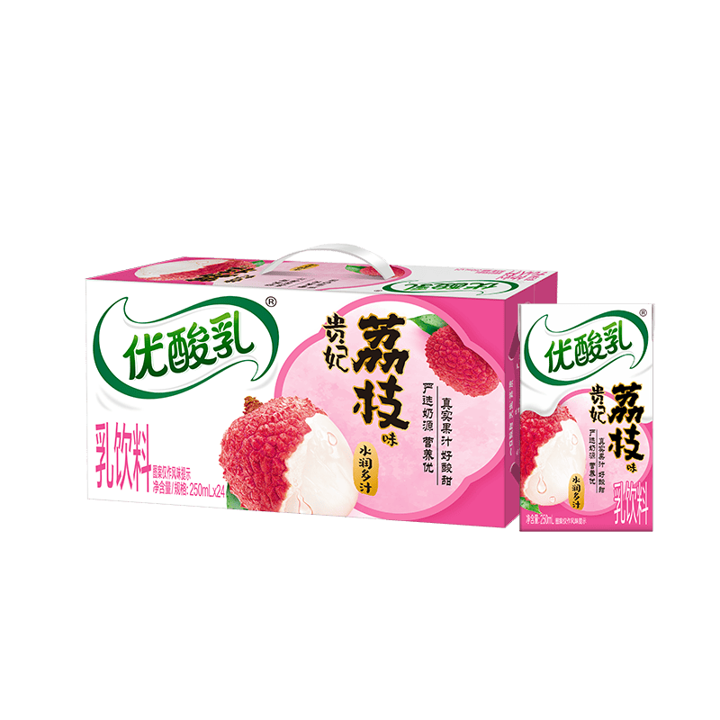 伊利优酸乳贵妃荔枝味乳饮料 贵妃荔枝味250ml*24盒