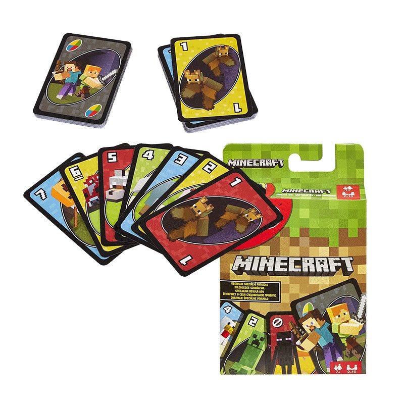 铜版优诺牌经典铜纸牌塑料带惩罚桌游卡牌乌诺牌 minecrrf-我的世界