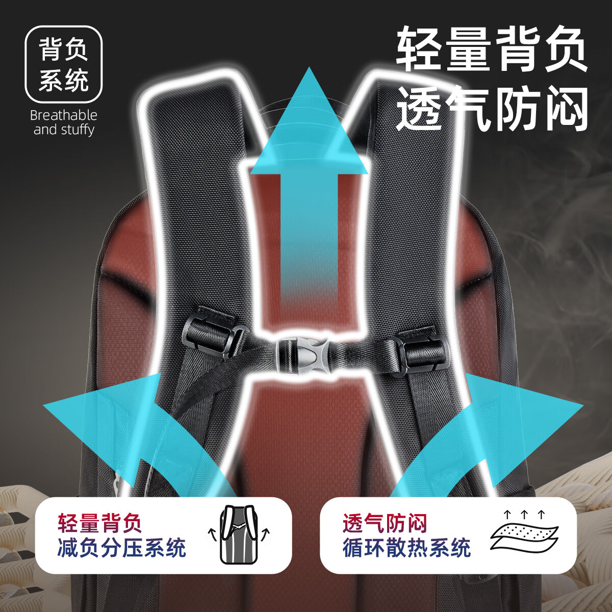 新仕高（SUNCISCO）书包初高中生背包男大容量大学生双肩包防泼水 可放15.6英寸电脑 DB96685黑色 适合155-185CM