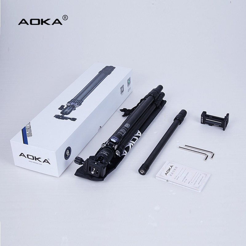 奥咔（AOKA） 碳纤维便携轻型单反 微单三脚架三角架 手机拍照自拍户外摄影 【CMP163CL+KB20云台+中轴+手机夹】 佳能 尼康 索尼 富士相机专用