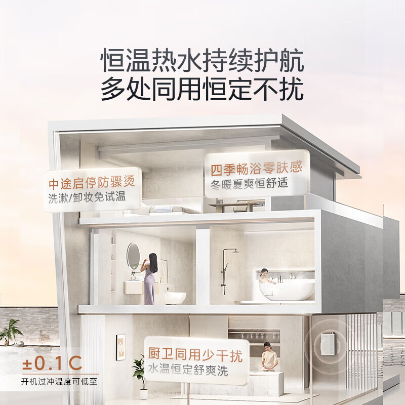 COLMO北极星热水器C2 家用16L天然气 新一级能效增压水伺服 AI恒温增容全维抑菌 16L 极地白 JSLQ27-C2