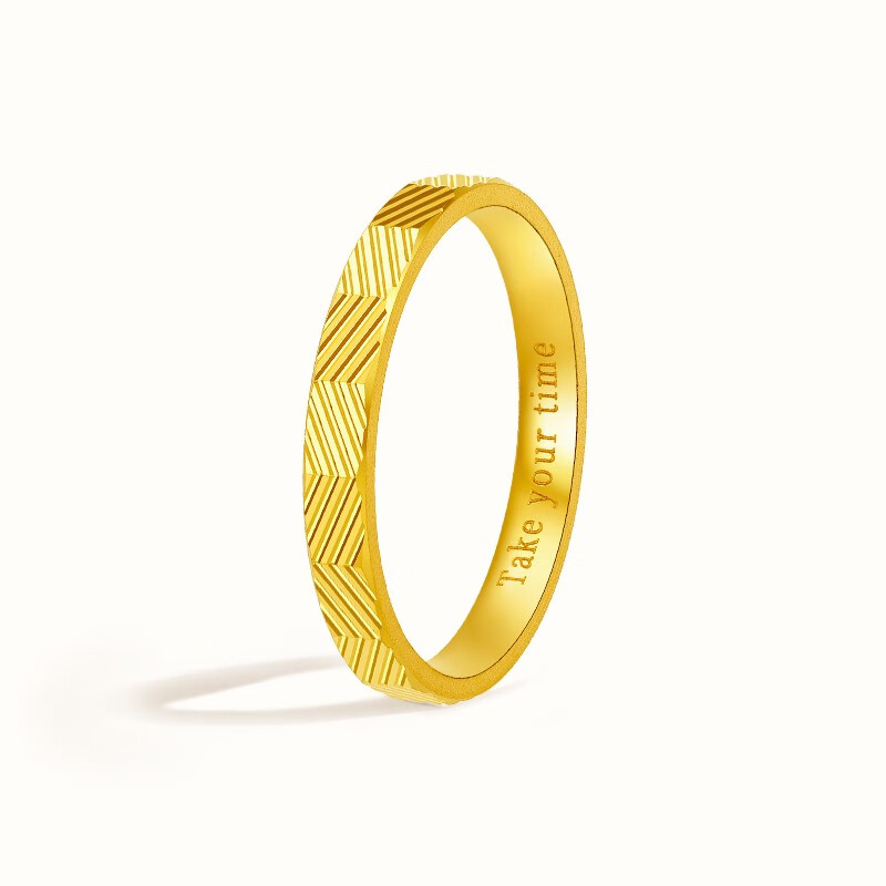 贝灵珠宝黄金戒指足金5g几何切面素圈戒指多边形时尚情侣对戒定制刻字