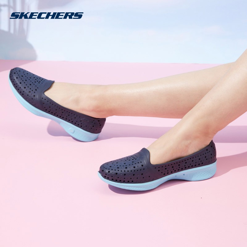 斯凯奇（Skechers）女款舒适减震网眼涉水沙滩健步洞洞鞋 14690 海军蓝色/蓝色/NVBL 36