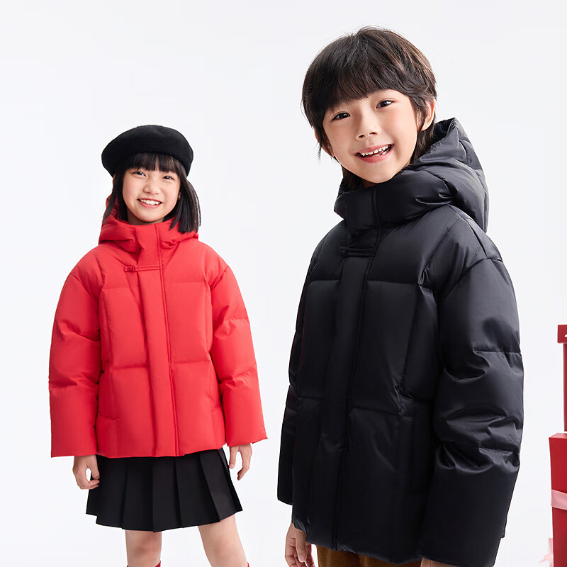 安奈儿(Annil)童装男女童短款羽绒服2025冬新款 新年红 110