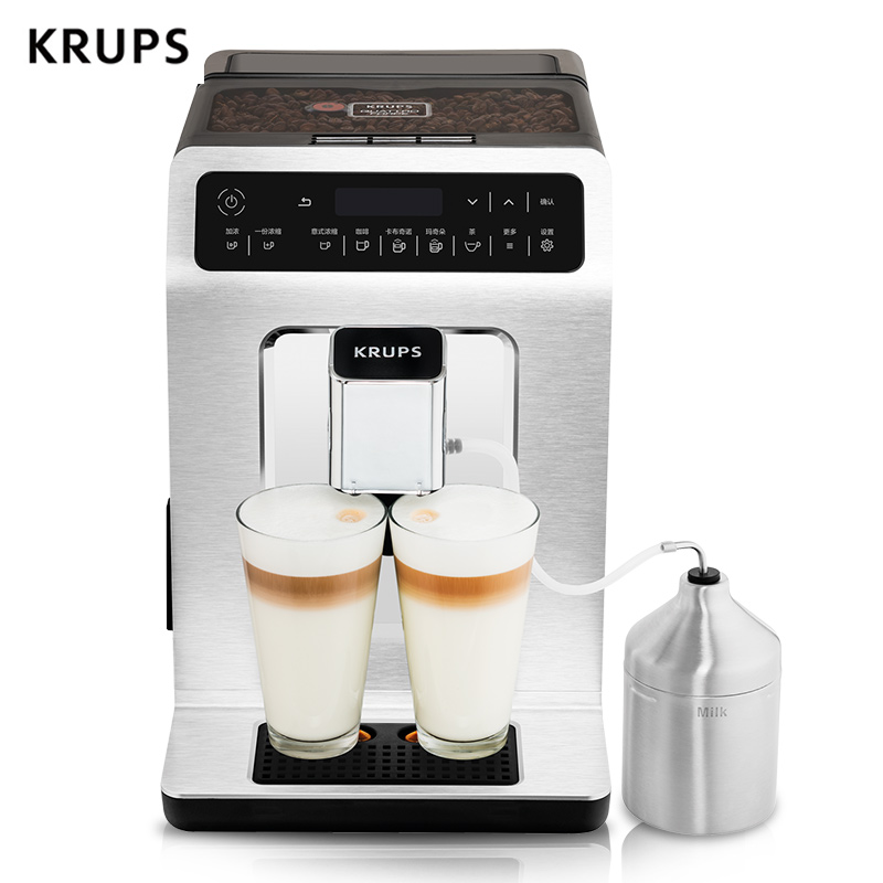克鲁伯（KRUPS）咖啡机 欧洲原装进口意式家用商用全自动现磨豆自带奶泡器 中文操作系统  EA891C80