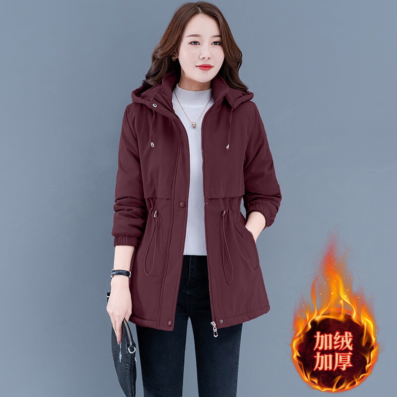 卡富亚40直50岁女人穿的秋冬款衣服中年妇女冬装加绒加厚妈妈外套