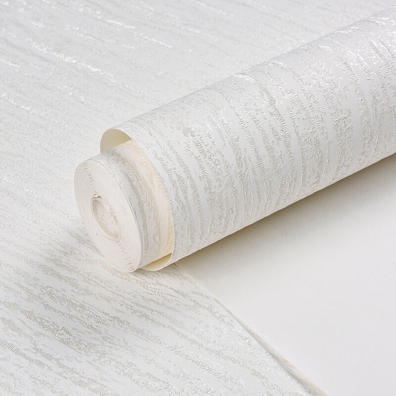 墙纸简约条纹墙纸纯色素色硅藻泥壁纸卧室客厅电视温馨 米白色硅藻