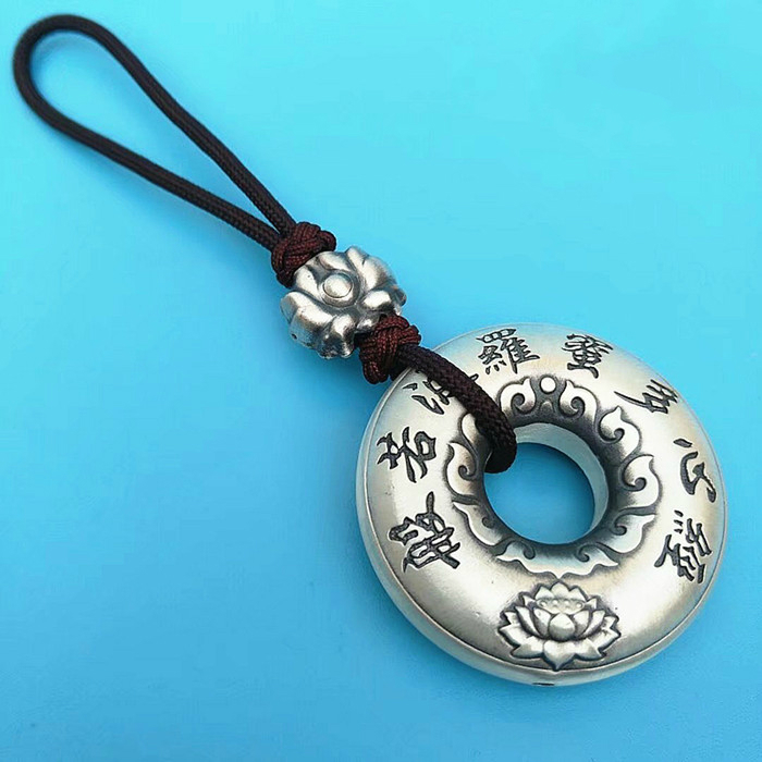 纯银平安扣钥匙挂件男女情侣款汽车钥匙银挂件纯银平安扣吊坠送女朋友