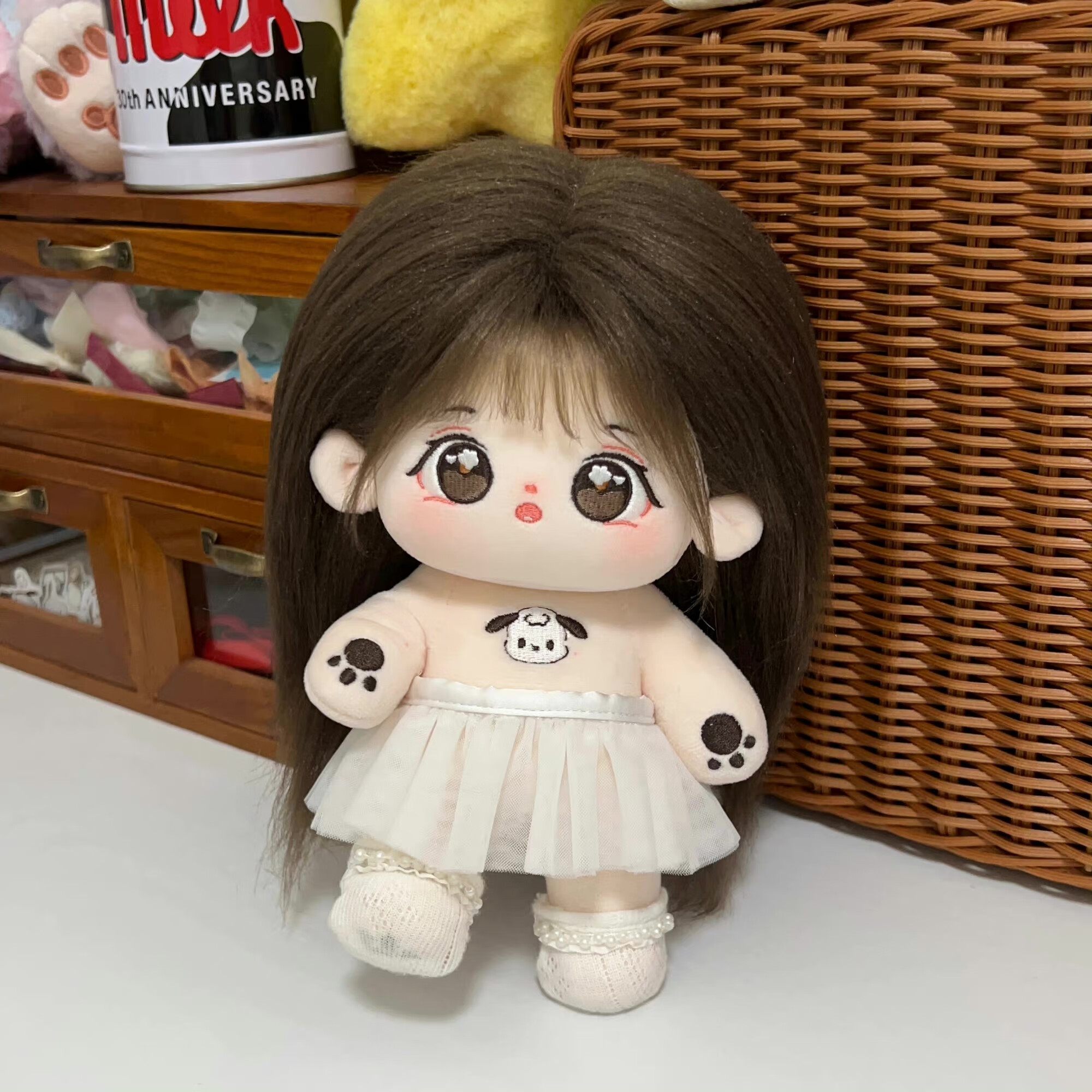 汉舒棉花娃娃20cm小晕女娃衣公仔玩偶超便宜棉裸娃衣服女孩 裸娃炸毛 