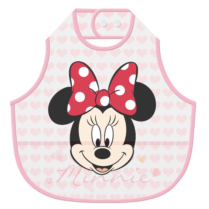 Disney/迪士尼饭衣围兜婴儿简雅宝宝反穿衣吃饭围兜儿童防水画画 粉色