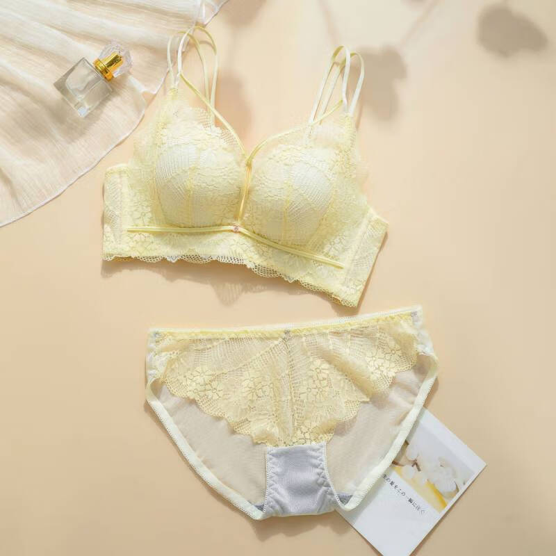 艾上他她性感蕾丝内衣馒头杯小胸聚拢平胸专用不空杯显大文胸 香槟色