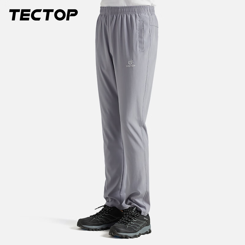 探拓（TECTOP）速干裤男长裤2024春夏薄款透气弹力休闲裤户外登山运动裤子情侣款 男款浅灰 3XL