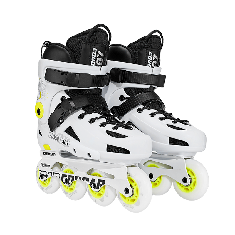 美洲狮（COUGAR）轮滑鞋成人溜冰鞋直排平花男女花式滑冰旱冰鞋超舞者MZS307C 白色（脚背高或者偏肉建议选大一码） 36