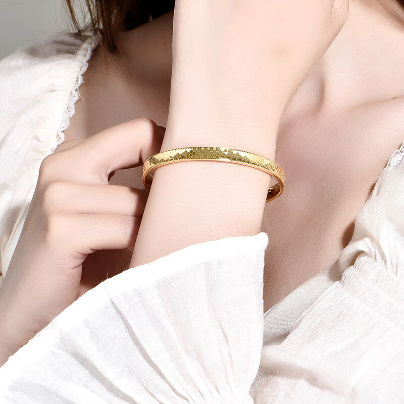 周九喜 CHOW JIU XI龙鳞黄金手镯黄金9999足金手镯纪念日龙年礼物送女友老婆礼物 足金龙鳞手镯 54号 足金龙鳞手镯 金重约8.5克