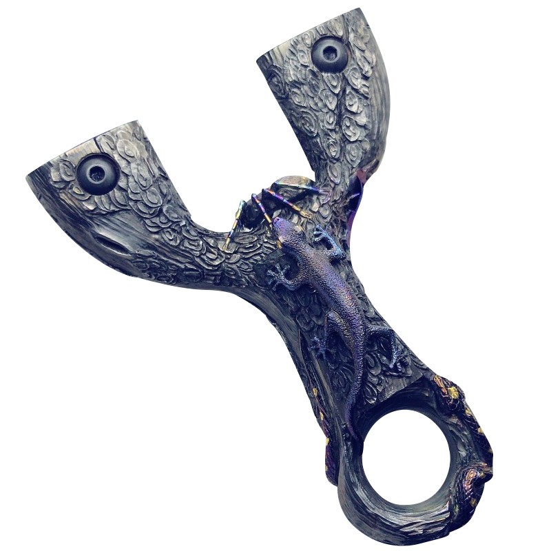 免绑快压一体夹片手工雕刻高端定制生日礼物弹弓镶嵌黄金收藏edc酷玩