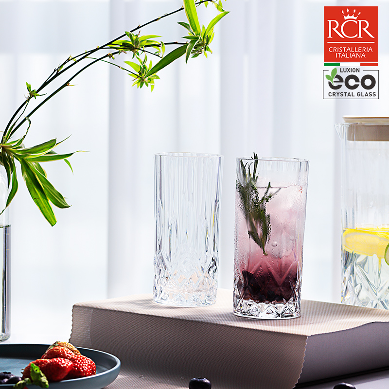 RCR进口水晶玻璃茶水杯套装女生家用泡茶绿茶杯高颜值透明调酒果汁杯 【傲柏系列】水晶玻璃 350ml 6只