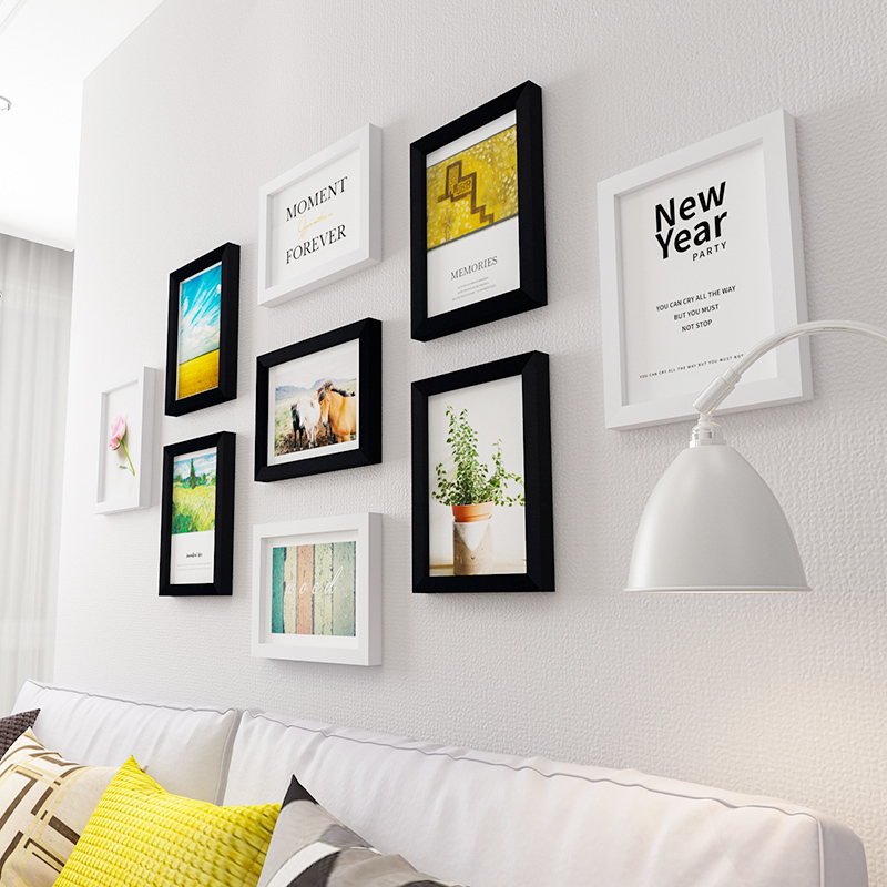 家庭照片墙相框 现代简约照片墙相框挂墙免打孔创意装饰卧室客厅组合