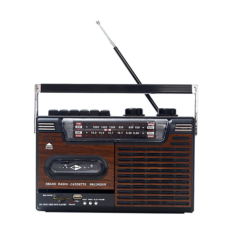 ABDT仿古大功率四波段录音机 磁带机 收录机 收音机 USB SD卡蓝牙 棕色不支持蓝牙（送磁带一盘）