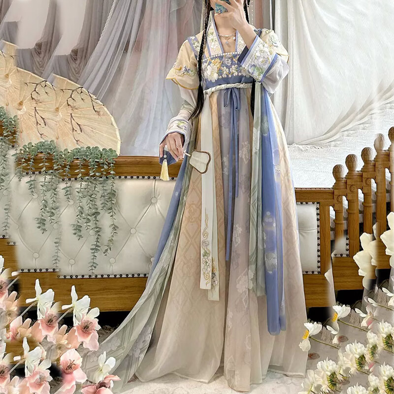 汉虞葵唐制齐胸襦裙汉服女新款 柳色卿卿 夏季中国风改良超仙气古装