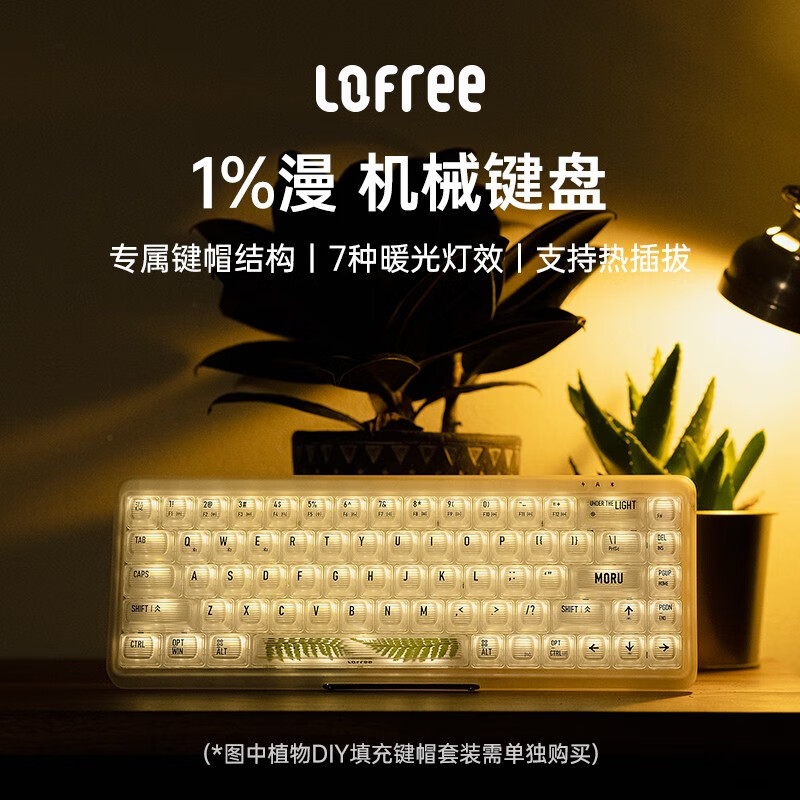 洛斐（LOFREE） 1%透明机械键盘双模无线客制化键盘 可插拔轴适用办公游戏斐洛键盘漫版 1%双模机械键盘白光-漫版