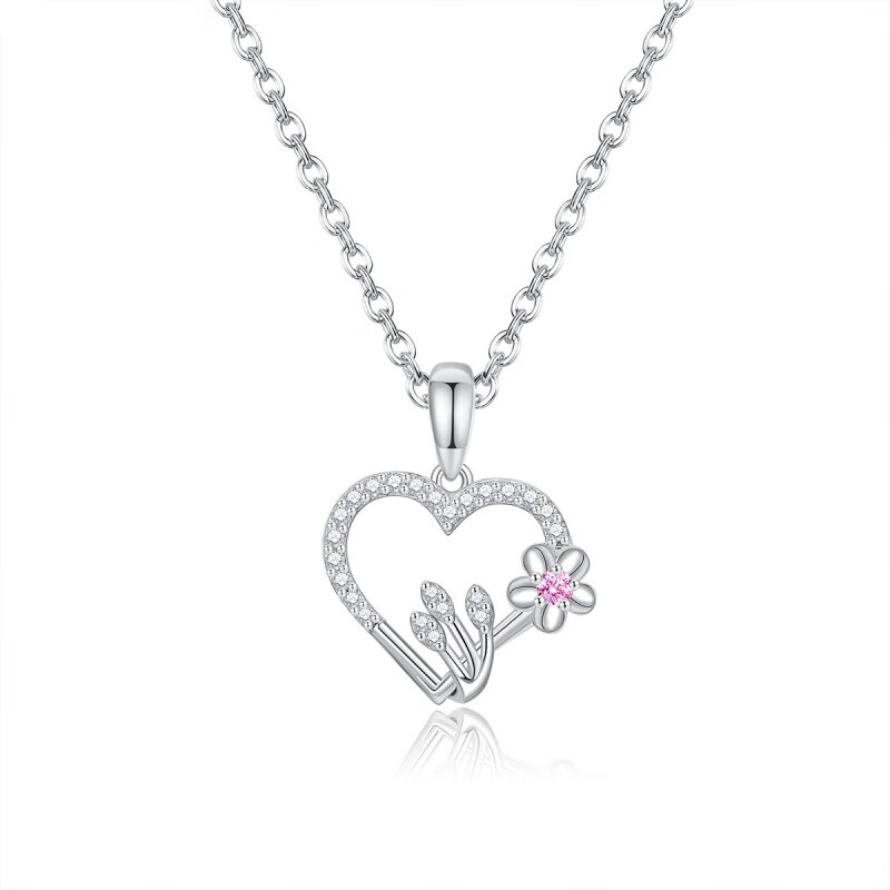 原创守护爱心项链女百搭感s925小众锆石银小香生日礼物女 守护爱心
