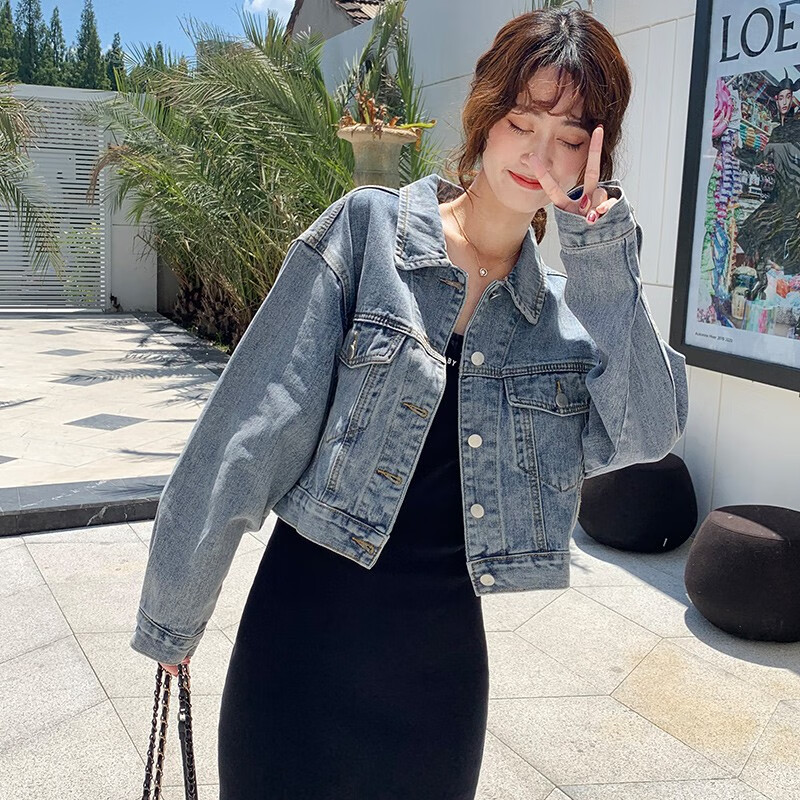 俏娃宝贝夏天穿的薄款小个子短款牛仔外套长袖短女生韩版bf小个百搭