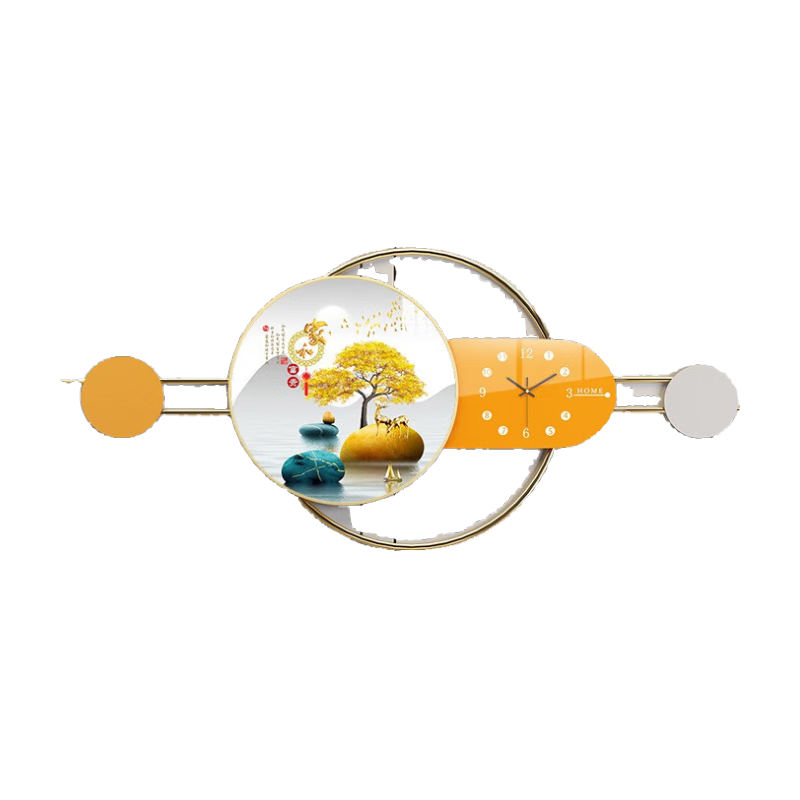 宜巢新款餐廳墻裝飾畫(huà)鐘表組合壁畫(huà)鐵藝立體壁掛畫(huà) 【金帆風(fēng)順】 小款YB【130*50cm】