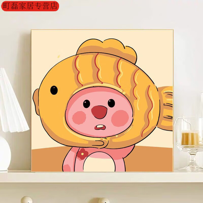 a221鱼鱼 20*20实木内框 颜料 笔