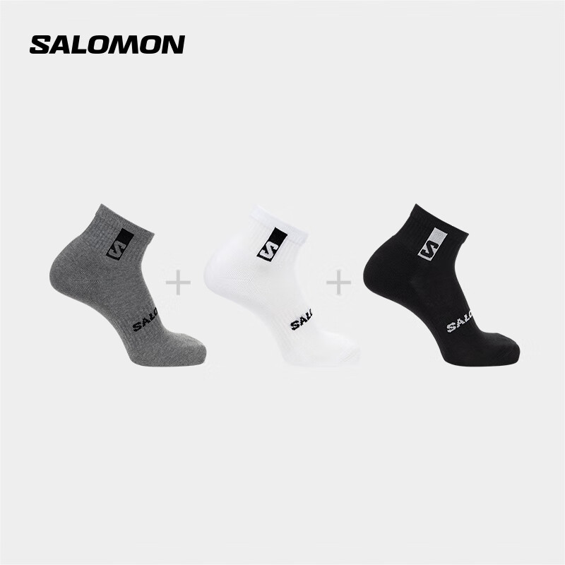 萨洛蒙（Salomon）男女款 户外运动休闲透气舒适短袜子 混合装 3双