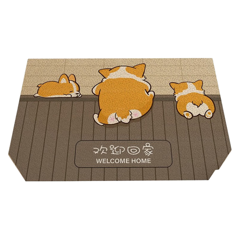 茵尚入戶門地墊進(jìn)門口PVC絲圈門墊玄關(guān)蹭土防滑墊入戶耐磨可裁剪腳墊 爬墻柯基-入戶絲圈地墊 80*120cm【子母門 大戶型專用】