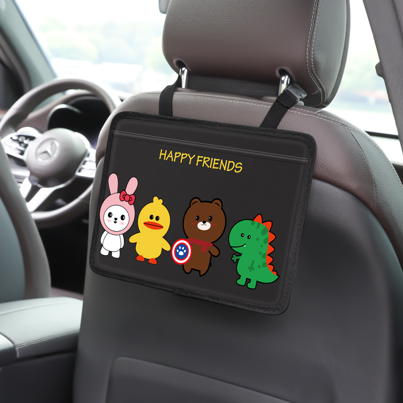 可调节角度ipad挂袋卡通车载手机触屏看视频支架汽车内 happyfriends