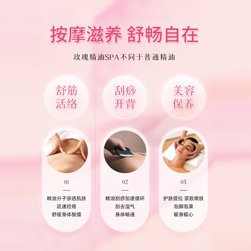 佰芳源 玫瑰精油面部按摩spa男女全身私处通用刮痧经络开背润滑油情侣 玫瑰精油【大容量500m】