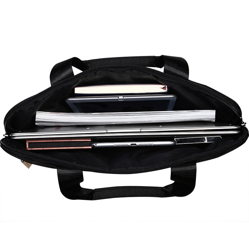 七匹狼公文包牛津布手提包横款男士包大容量电脑包 黑色 14英寸