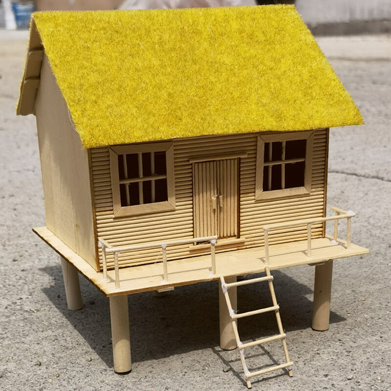 干杆栏式房屋建筑 diy手工模型制作材料木冰糕棍冰棒棍条小木棒 杆栏