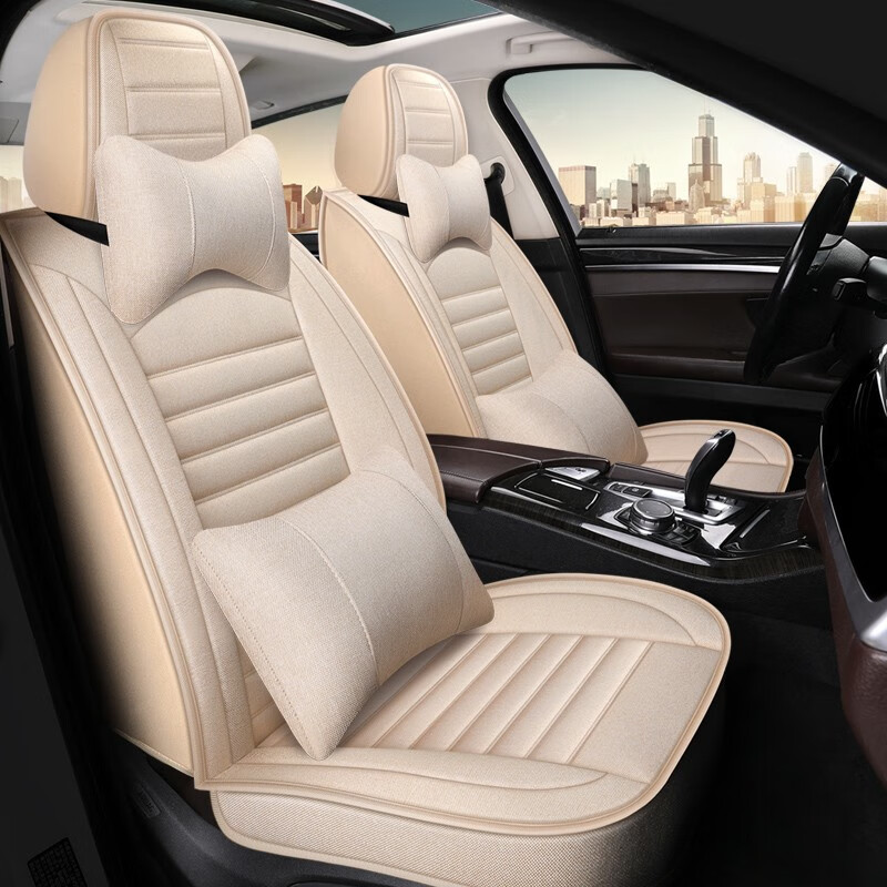 5kx3kx5智跑赛拉图狮跑焕驰夏季亚麻全包汽车坐垫 米色布艺豪华版五座