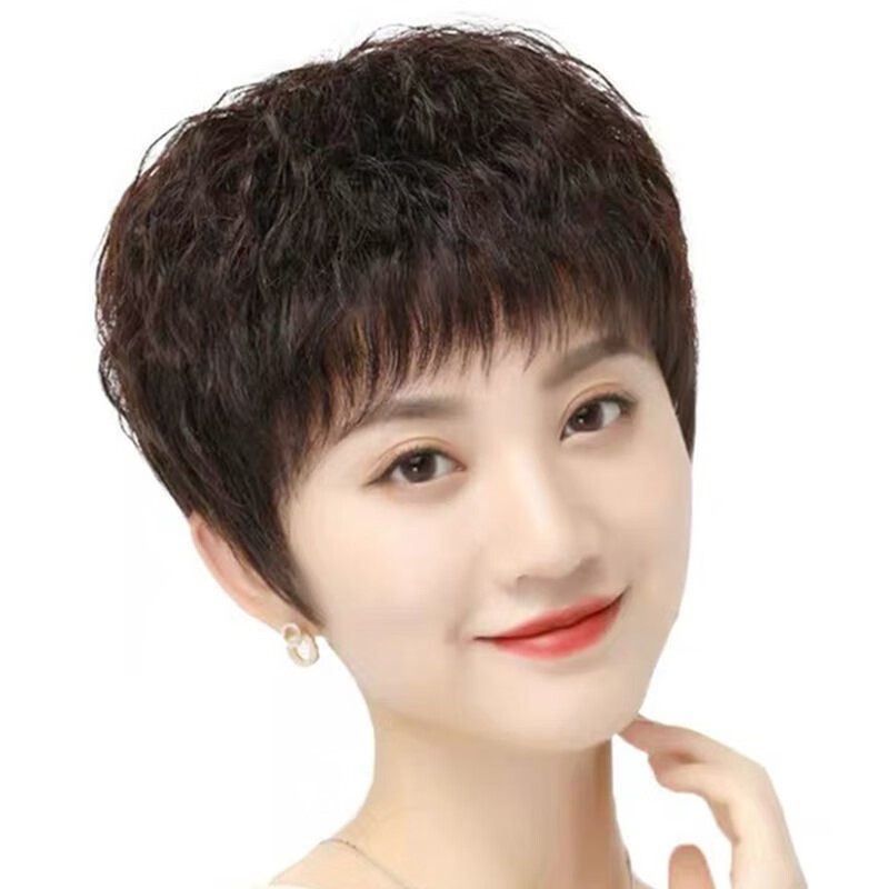 兰俏假发套全头逼真玉米烫中老年短卷发羊毛卷妈妈假发短发真发玉米须