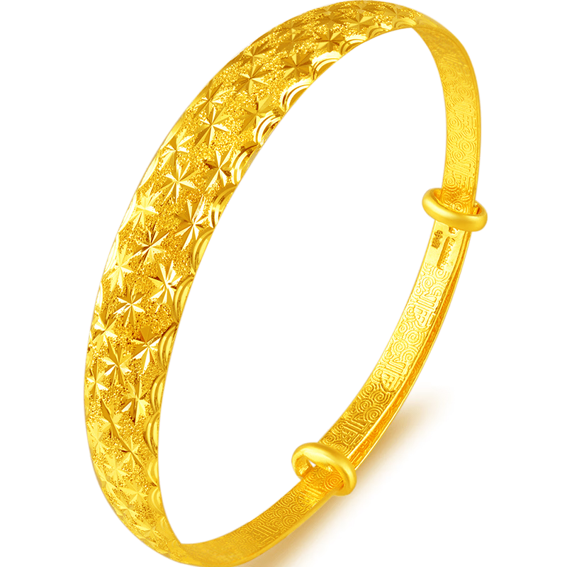 首愛(ài)珠寶黃金手鐲滿天星女足金999.9推拉實(shí)心寬面金鐲子節(jié)女神節(jié)禮物 【現(xiàn)貨】33.11g