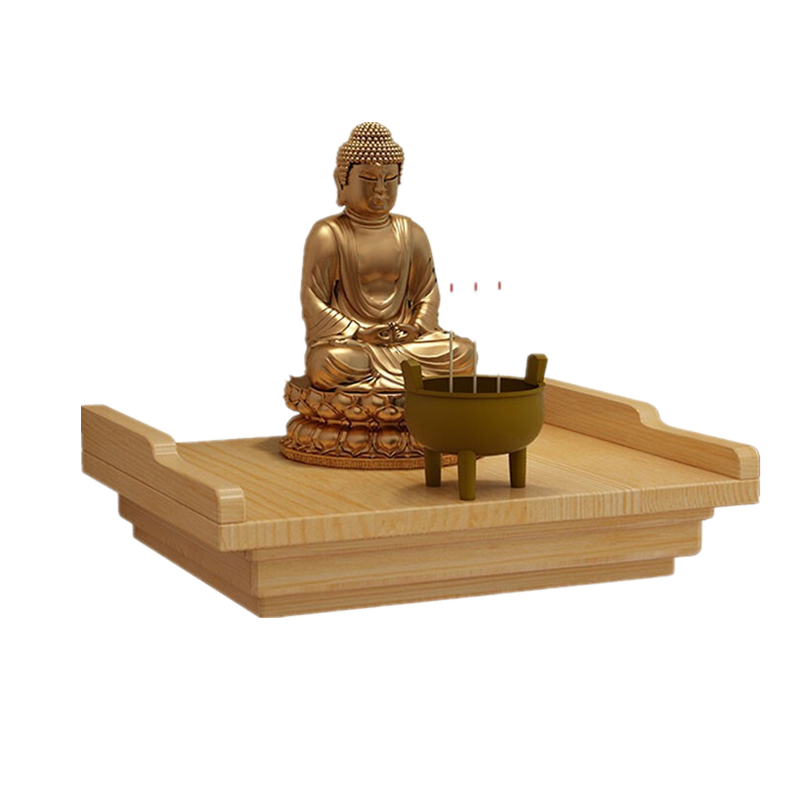 实木佛龛 壁挂实木观音供台壁挂式佛龛财神台关公供奉台家用吊柜小供桌佛台定制 大号红色长50*36宽 标配